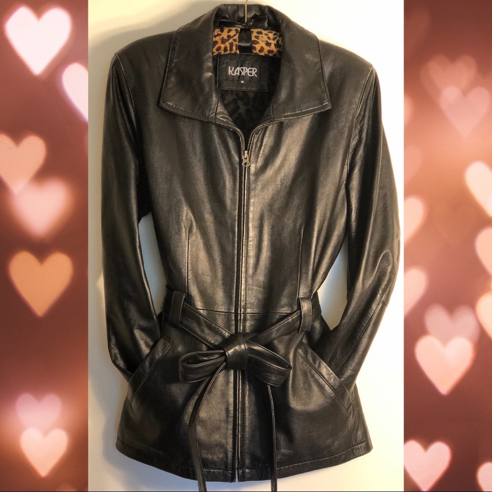 Kasper Black Leather Coat